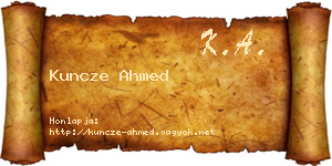 Kuncze Ahmed névjegykártya